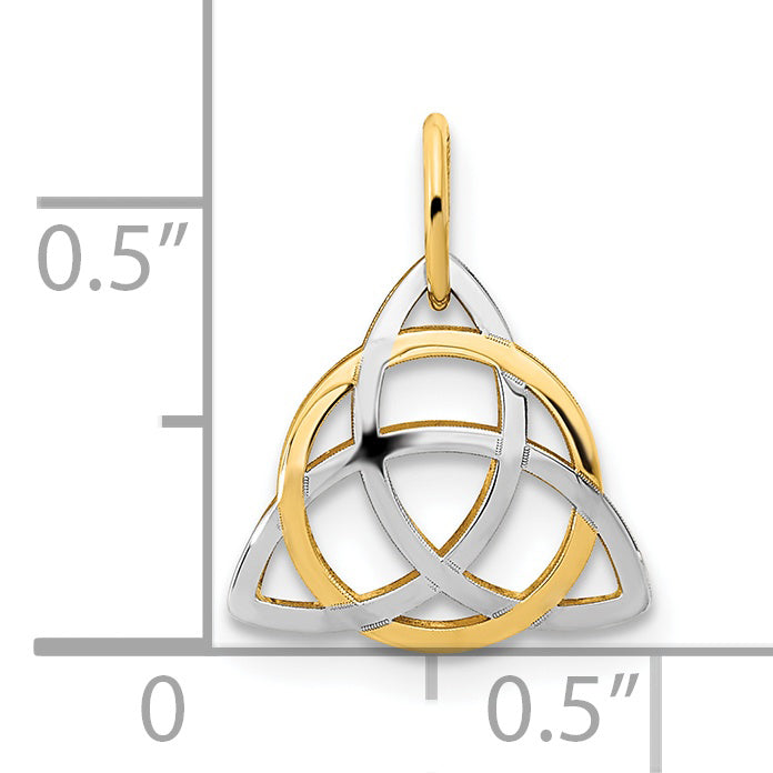 14K Gold with White Rhodium Polished Celtic Pendant
