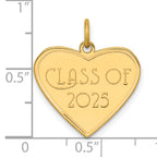 14k Polished Class of 2025 Heart Charm