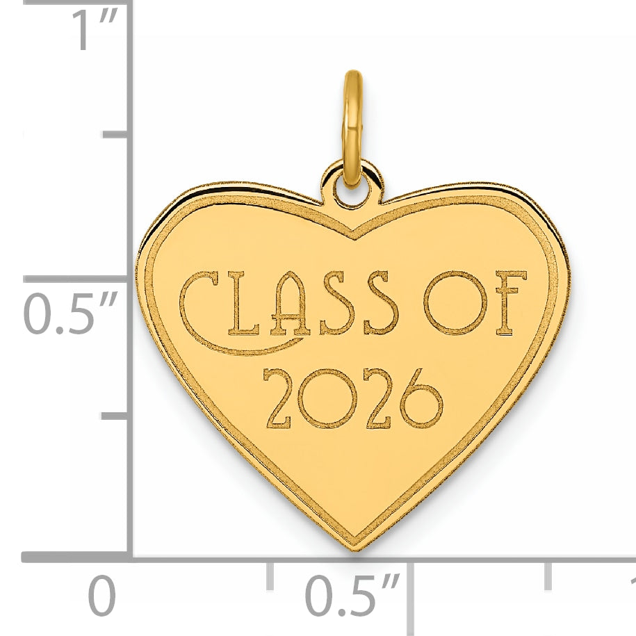 14k Polished Class of 2026 Heart Charm
