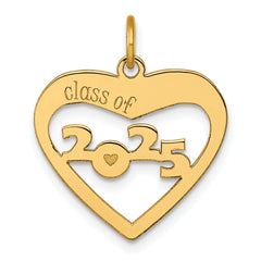 14K Polished CLASS OF 2025  Cut Out Heart Charm