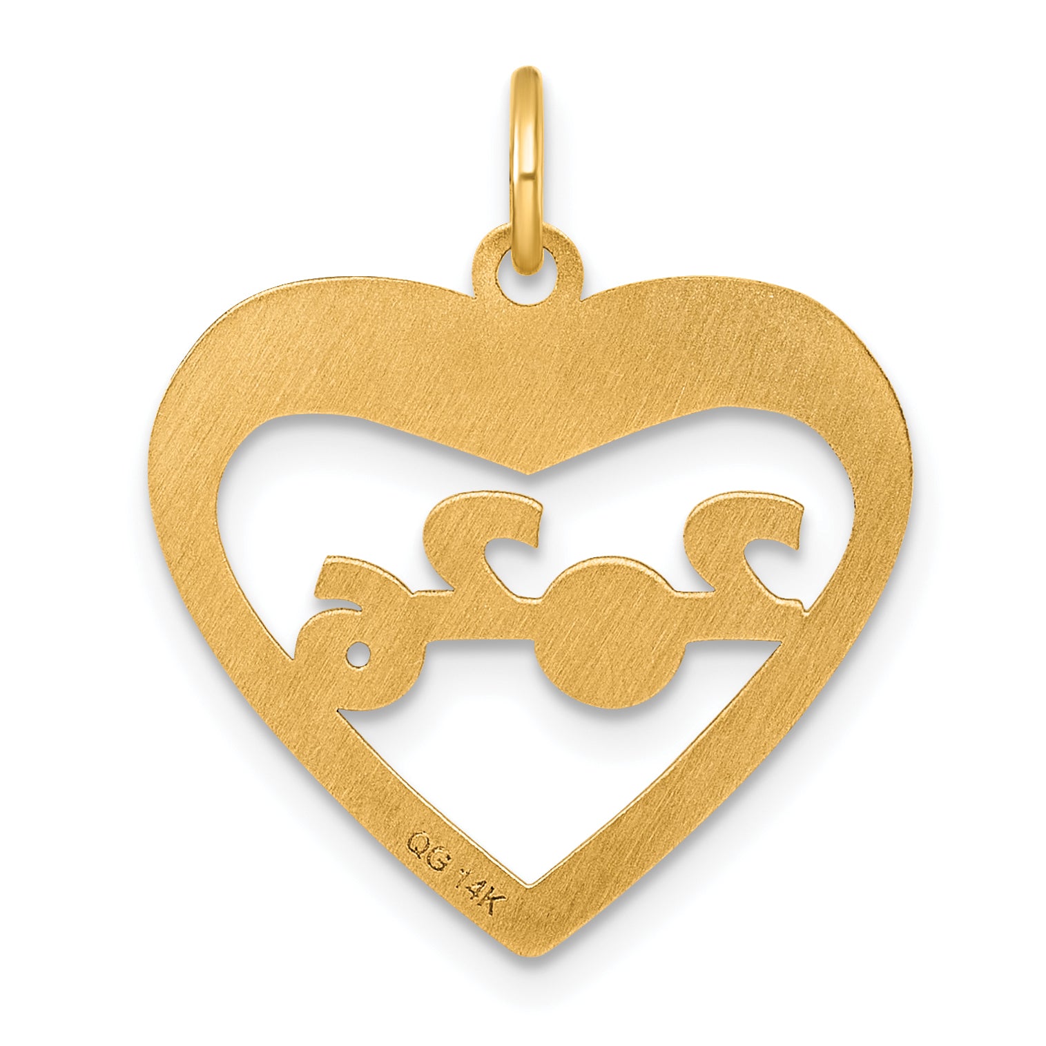 14K Polished CLASS OF 2026  Cut Out Heart Charm