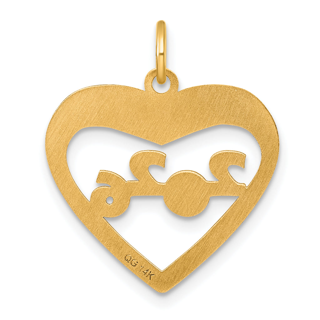 14K Polished CLASS OF 2026  Cut Out Heart Charm