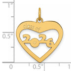 14K Polished CLASS OF 2026  Cut Out Heart Charm