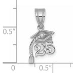 14K White Gold Graduation Cap 25 w/ Dangling Tassel Charm