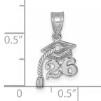 14K White Gold Graduation Cap 26 w/ Dangling Tassel Charm