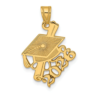 2026 Graduation Cap & Diploma Charm in 14K Yellow Gold, 23mm Textured - Sophia Jewelers