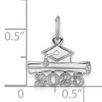 14K White Gold 2025 Graduation Cap and Diploma Charm