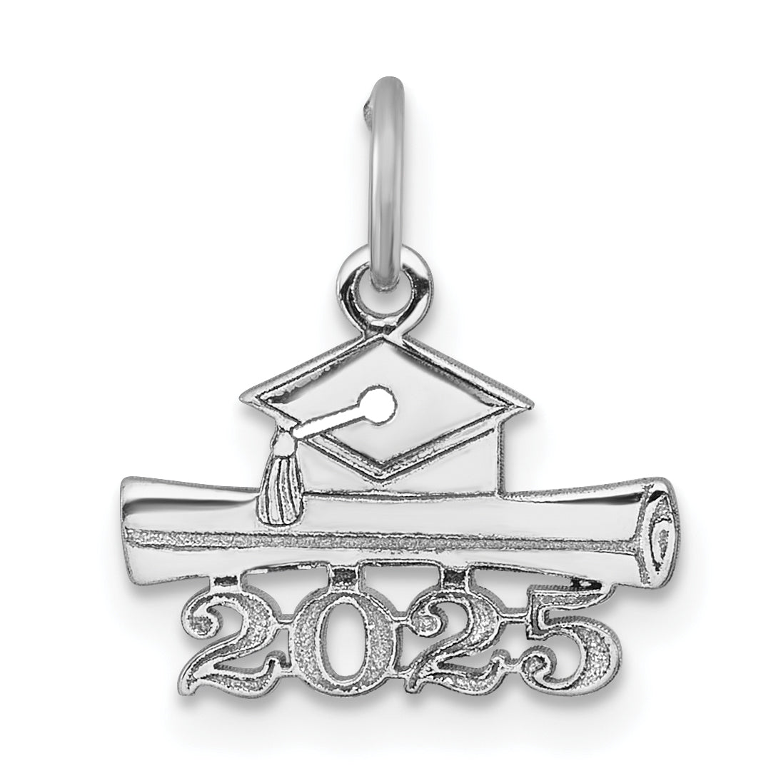 14K White Gold 2025 Graduation Cap and Diploma Charm Main image
