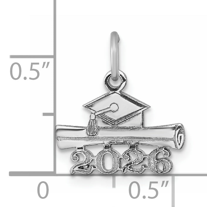 14K White Gold 2026 Graduation Cap and Diploma Charm