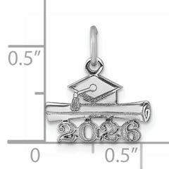 14K White Gold 2026 Graduation Cap and Diploma Charm