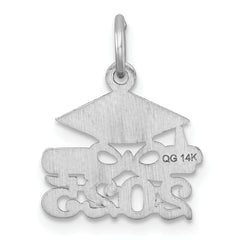 14K White Gold Graduation Cap and Diploma 2025 Charm