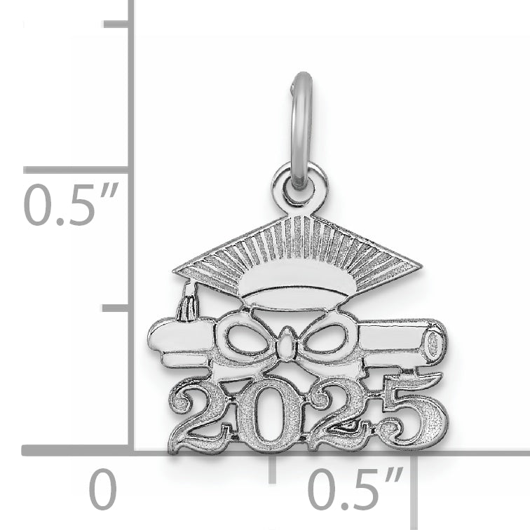 14K White Gold Graduation Cap and Diploma 2025 Charm