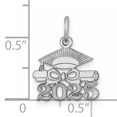14K White Gold Graduation Cap and Diploma 2025 Charm