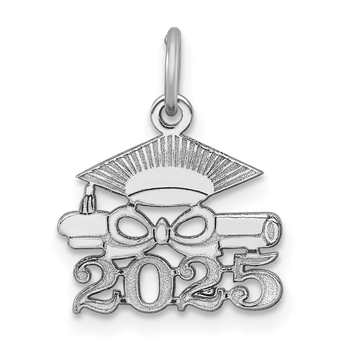 14K White Gold Graduation Cap and Diploma 2025 Charm Main image