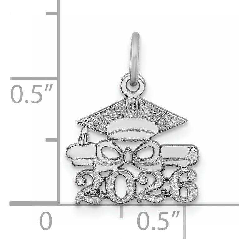 14K White Gold Graduation Cap and Diploma 2026 Charm
