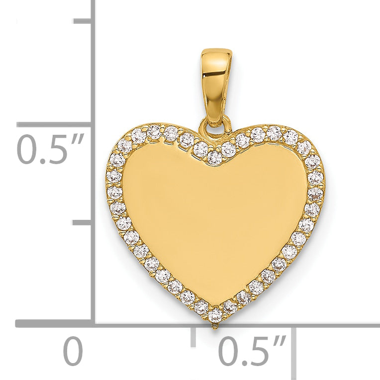 14k Polished CZ Heart Pendant
