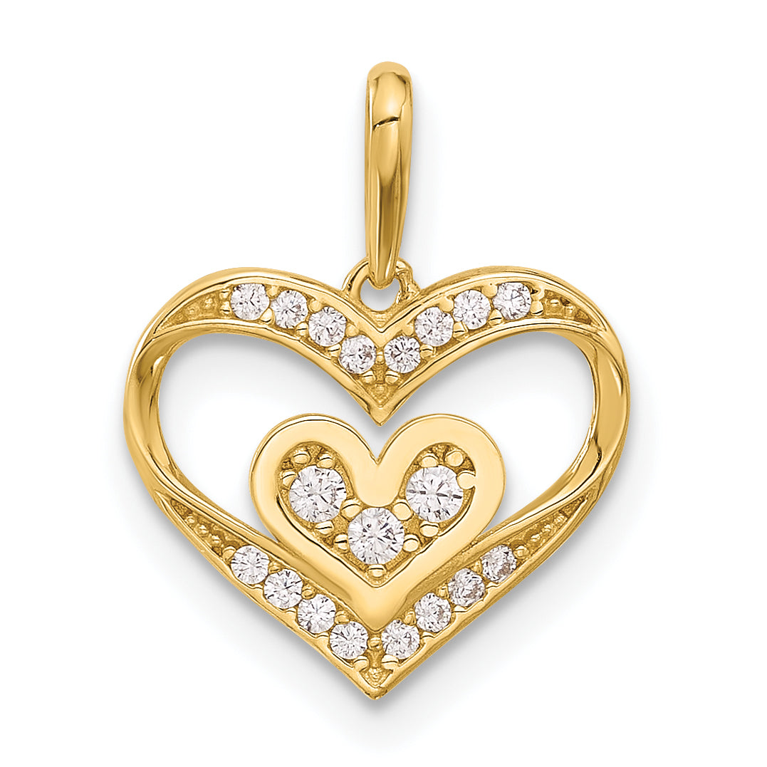 14k Polished CZ Heart Pendant Main image