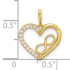 14k Polished CZ Heart w/Infinity Pendant