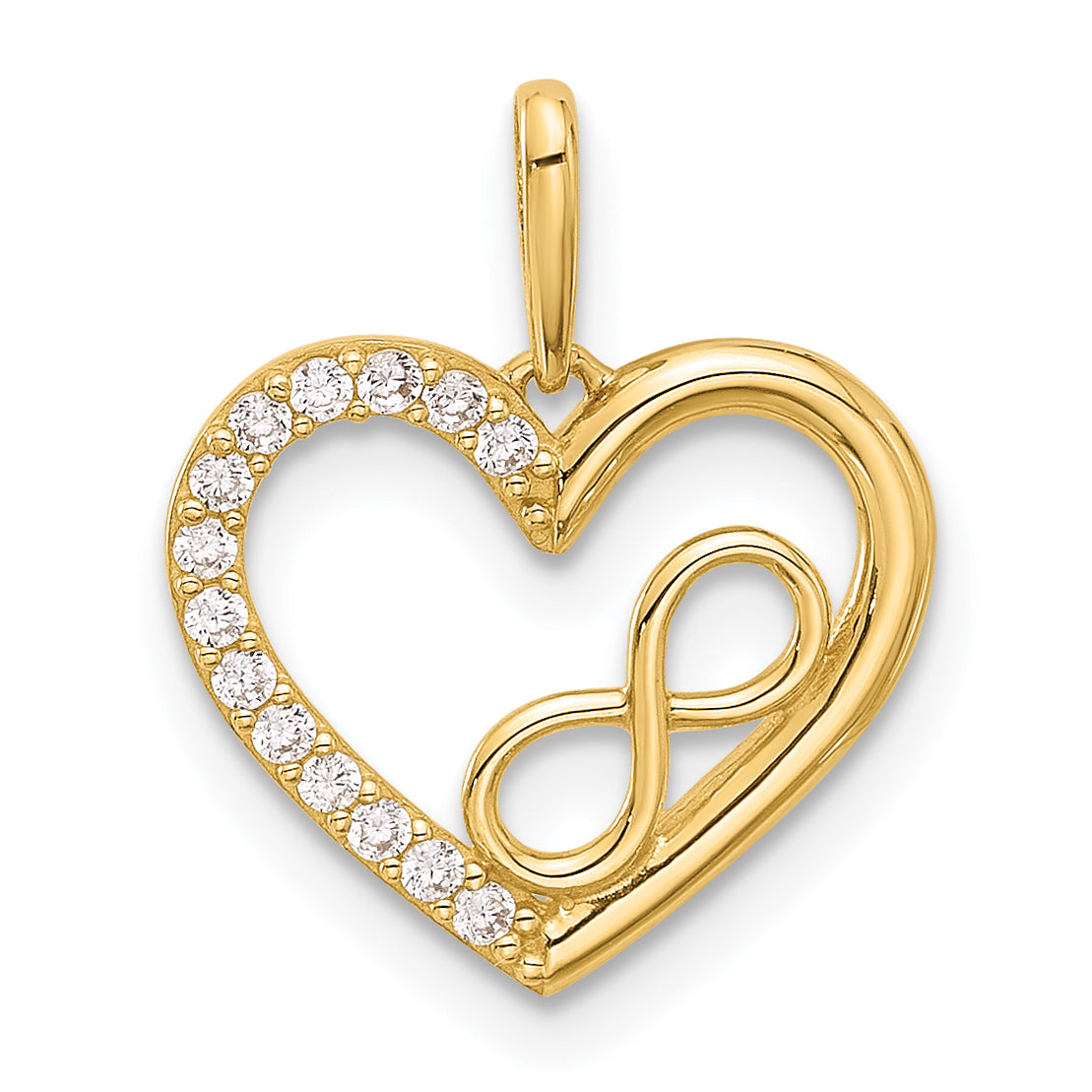 14k Polished CZ Heart w/Infinity Pendant Main image