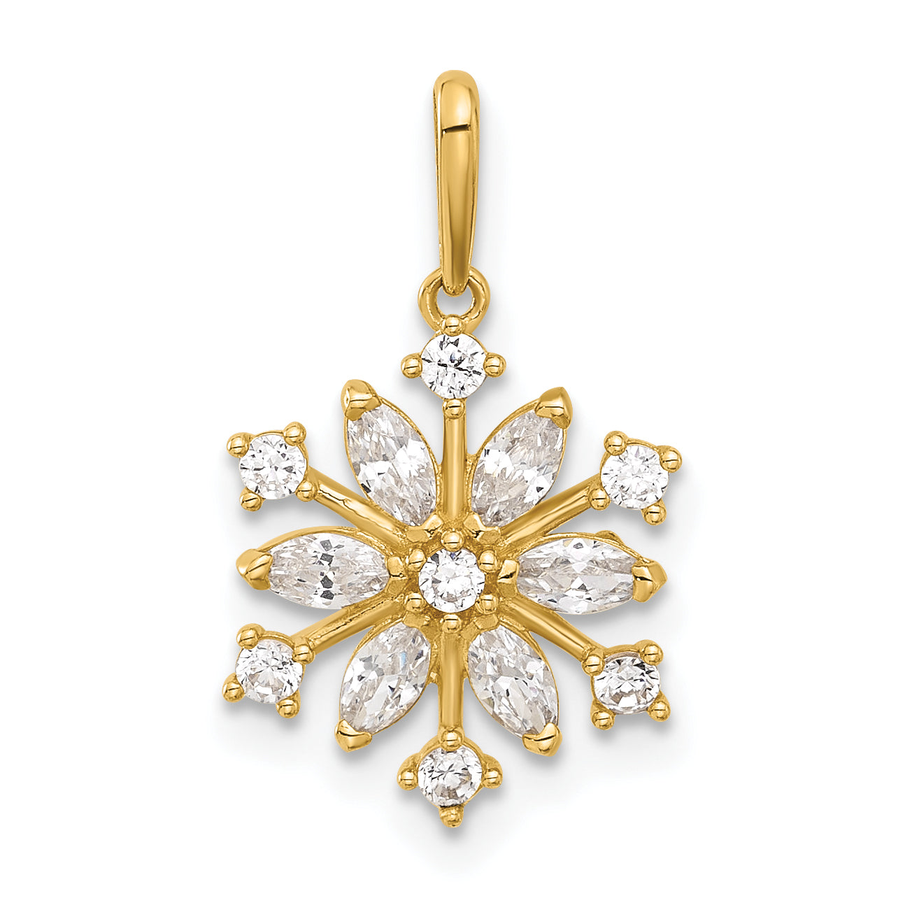14k Polished CZ Snowflake Pendant Main image
