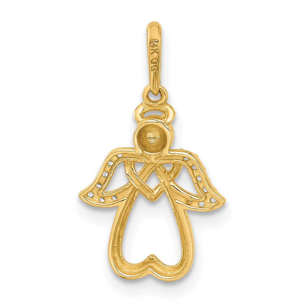 14k Polished CZ Angel Pendant