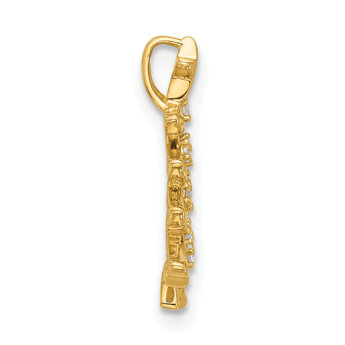 14k Polished CZ Christmas Tree Chain Slide Pendant Secondary image