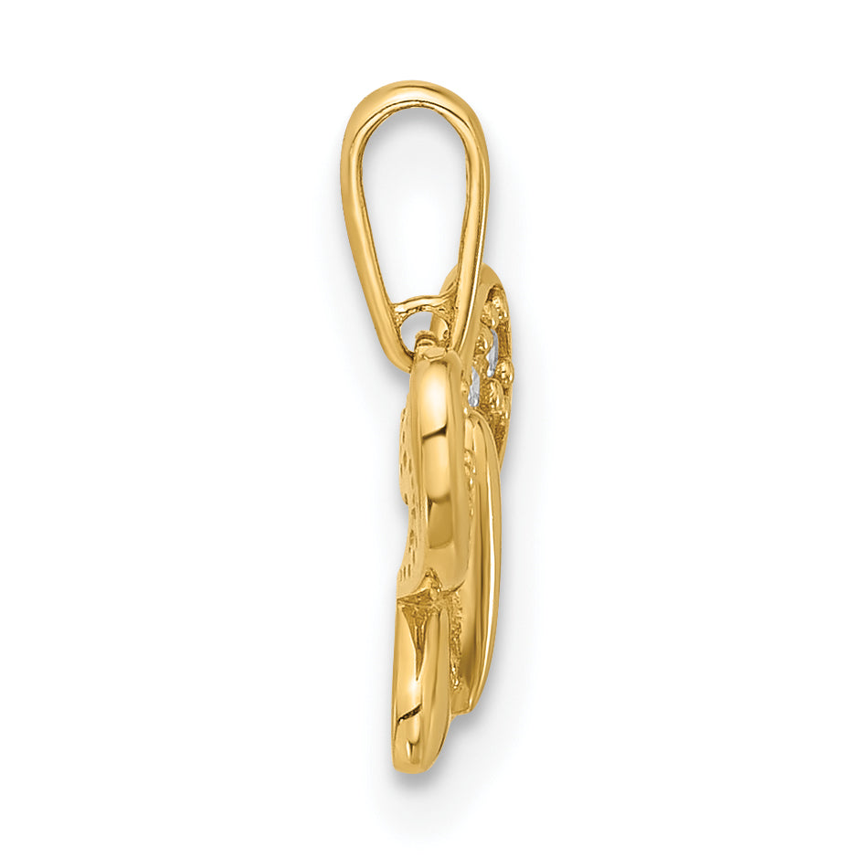 14k Polished CZ Butterfly Pendant Secondary image