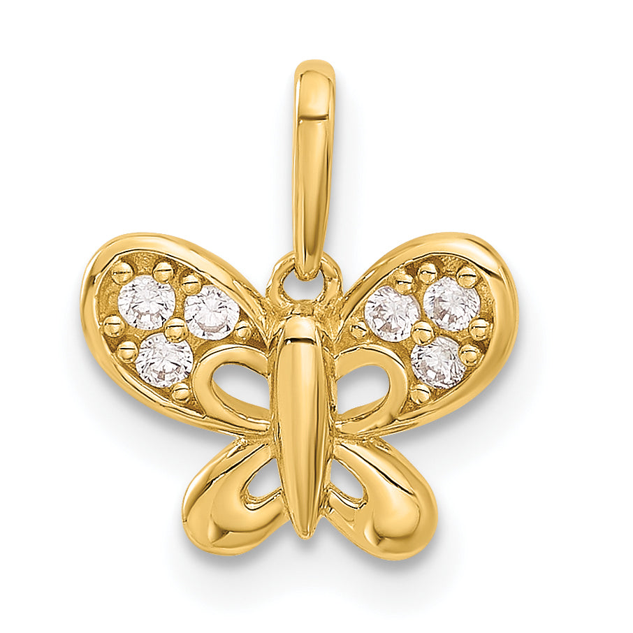14k Polished CZ Butterfly Pendant Main image