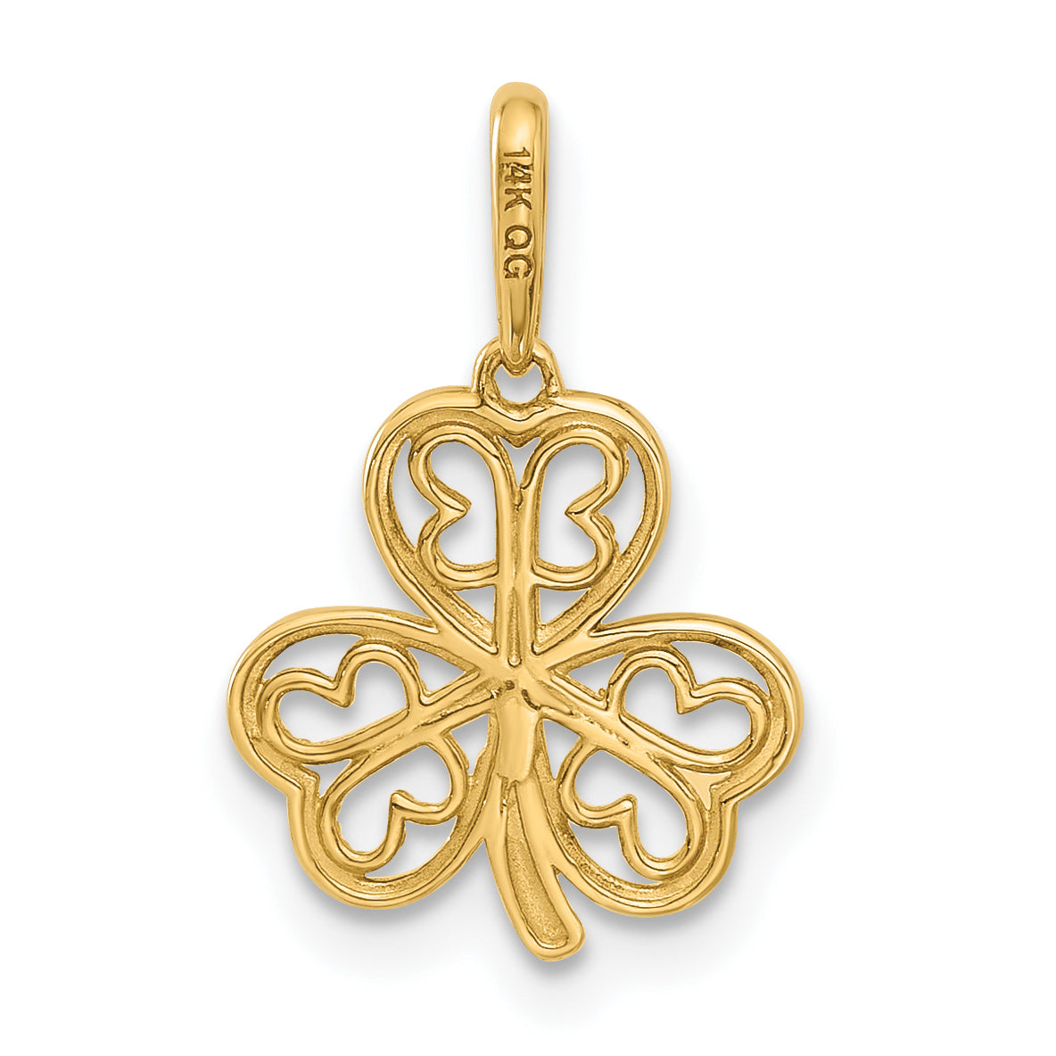14k Polished Three Leaf Clover Pendant