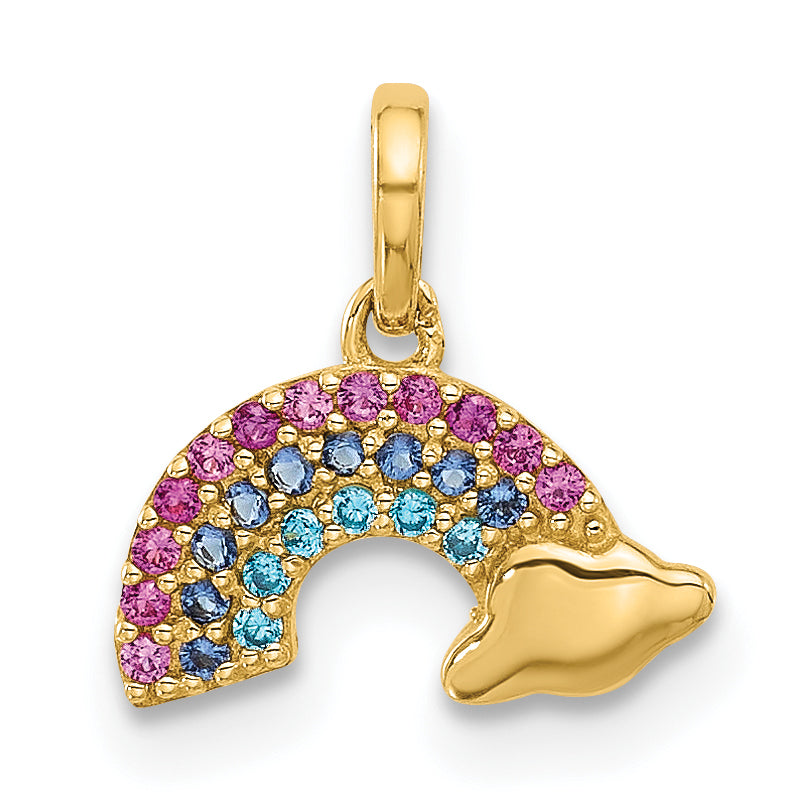 14K Polished Multi-color CZ Rainbow Pendant Main image