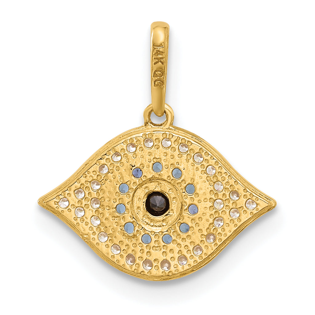 14K Polished Multi-color CZ Evil Eye Pendant