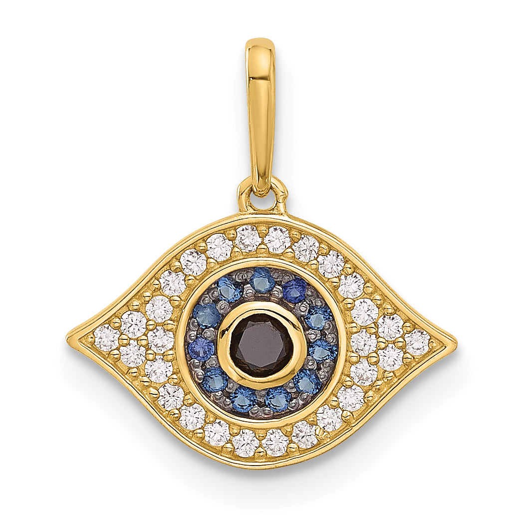 14K Polished Multi-color CZ Evil Eye Pendant Main image