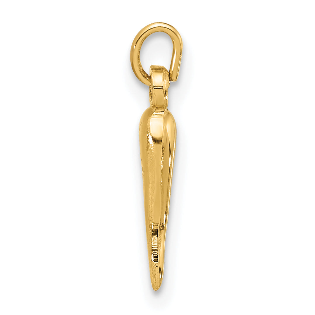 14k Polished Hollow  Italian Horn Pendant Secondary image