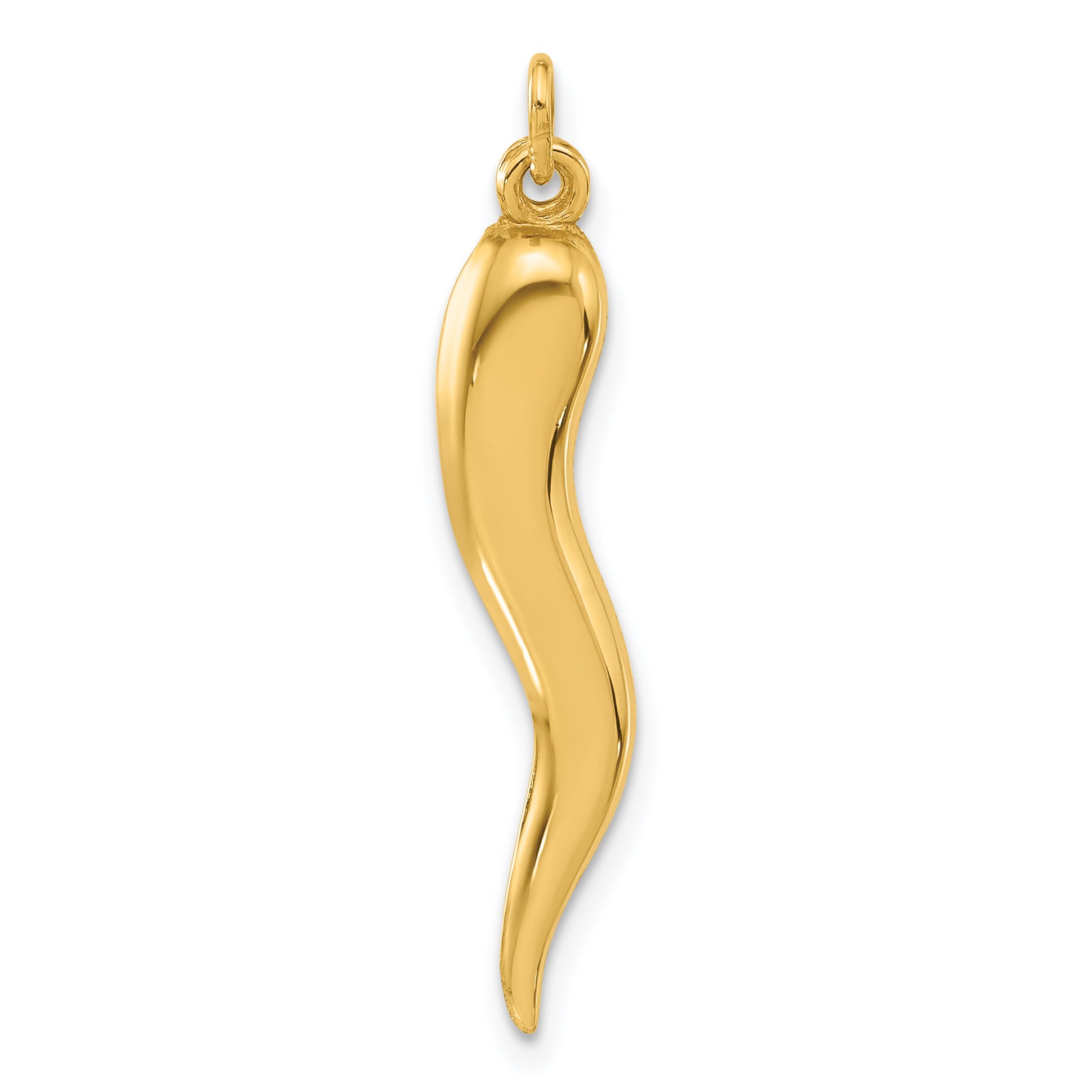 14k Polished Hollow Italian Horn Pendant Main image