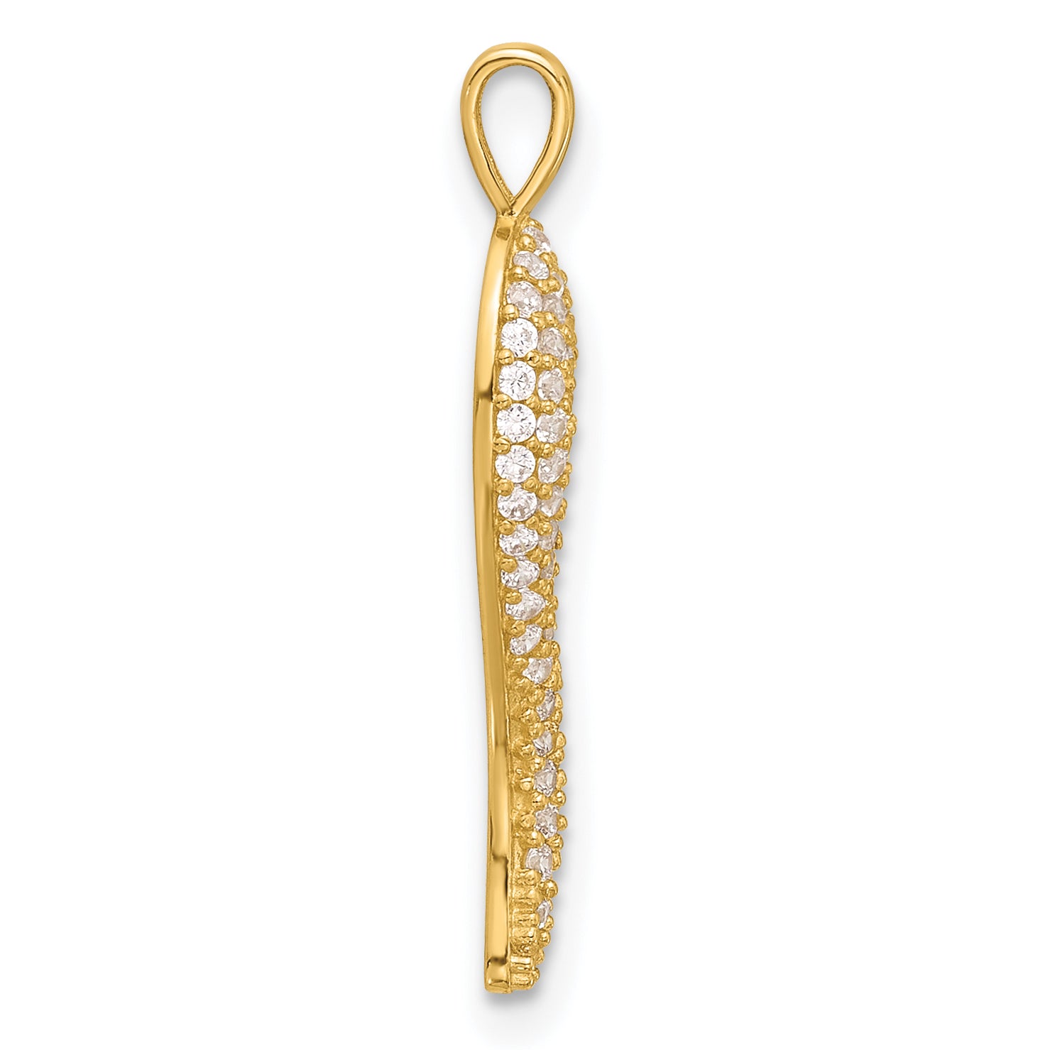 14k Polished CZ Large Italian Horn Pendant Secondary image