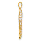 14k Polished CZ Large Italian Horn Pendant