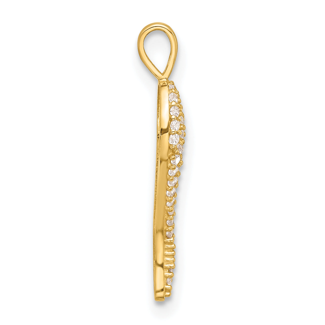 14k Polished CZ Small Italian Horn Pendant Secondary image