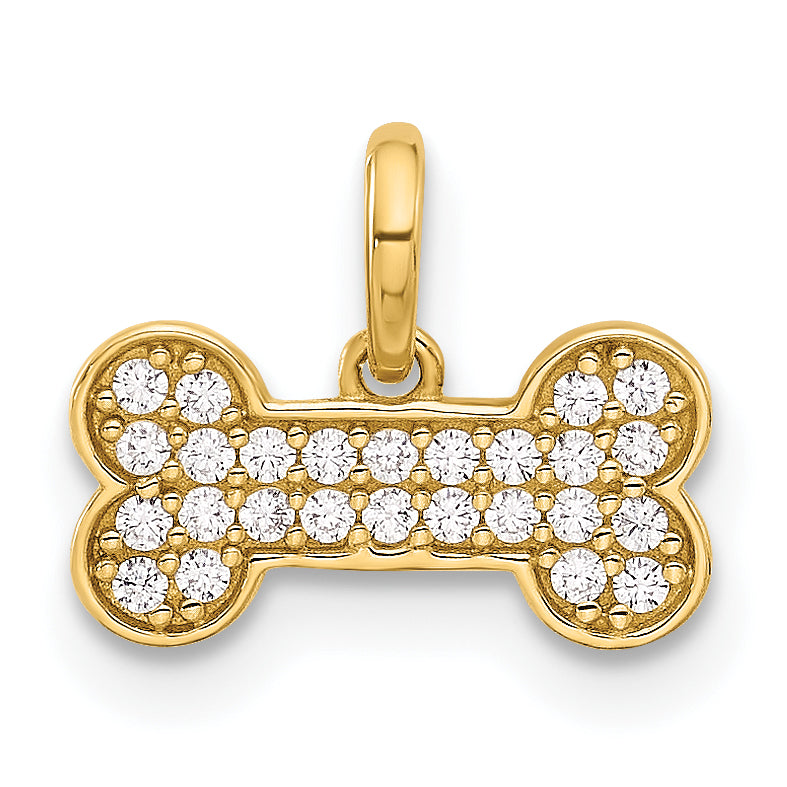 14K Polished CZ Dog Bone Pendant Main image