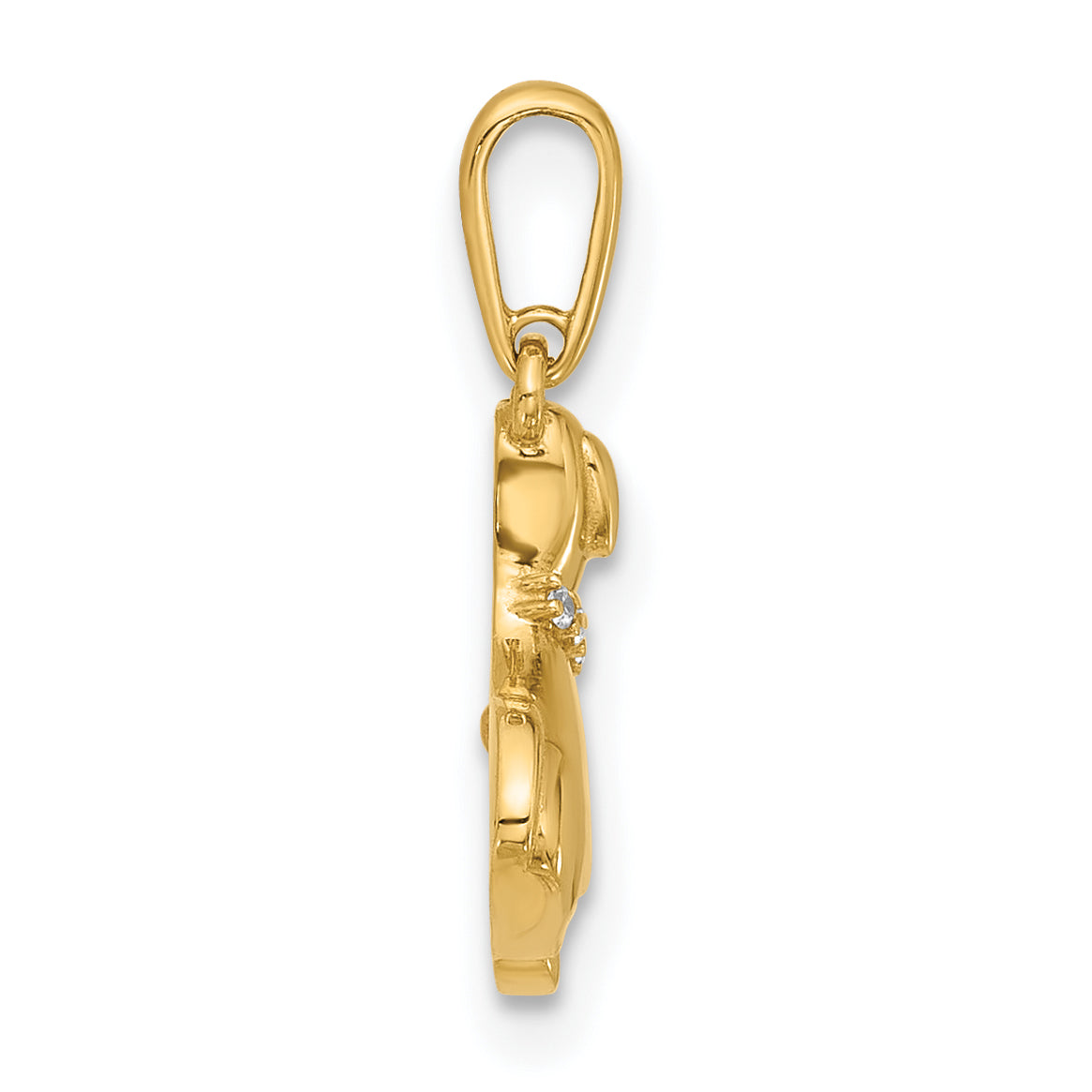 14k Two-tone Polished CZ Dog w/Heart Dangle Pendant Secondary image