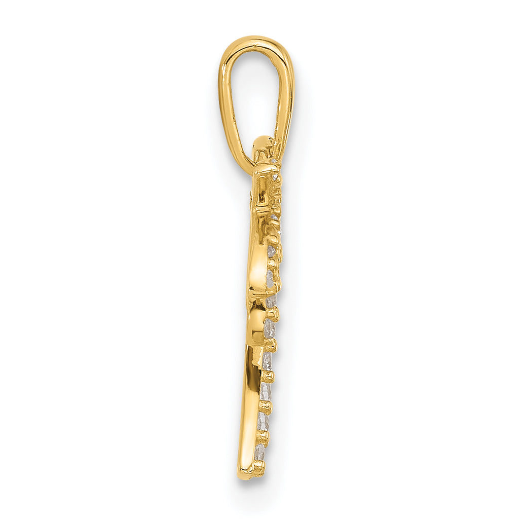 14K Polished CZ Palm Tree Pendant