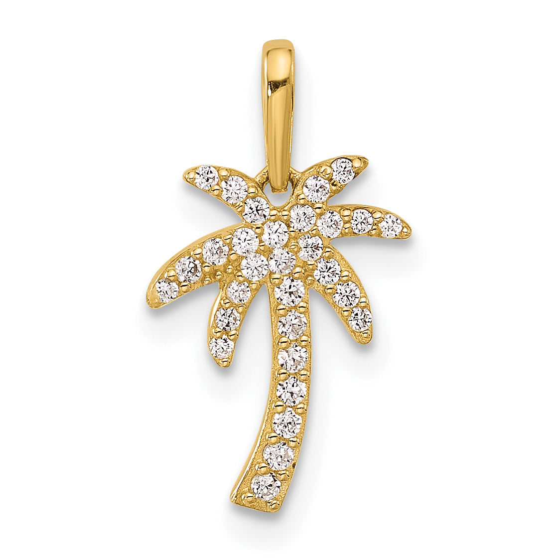 14K Polished CZ Palm Tree Pendant Main image