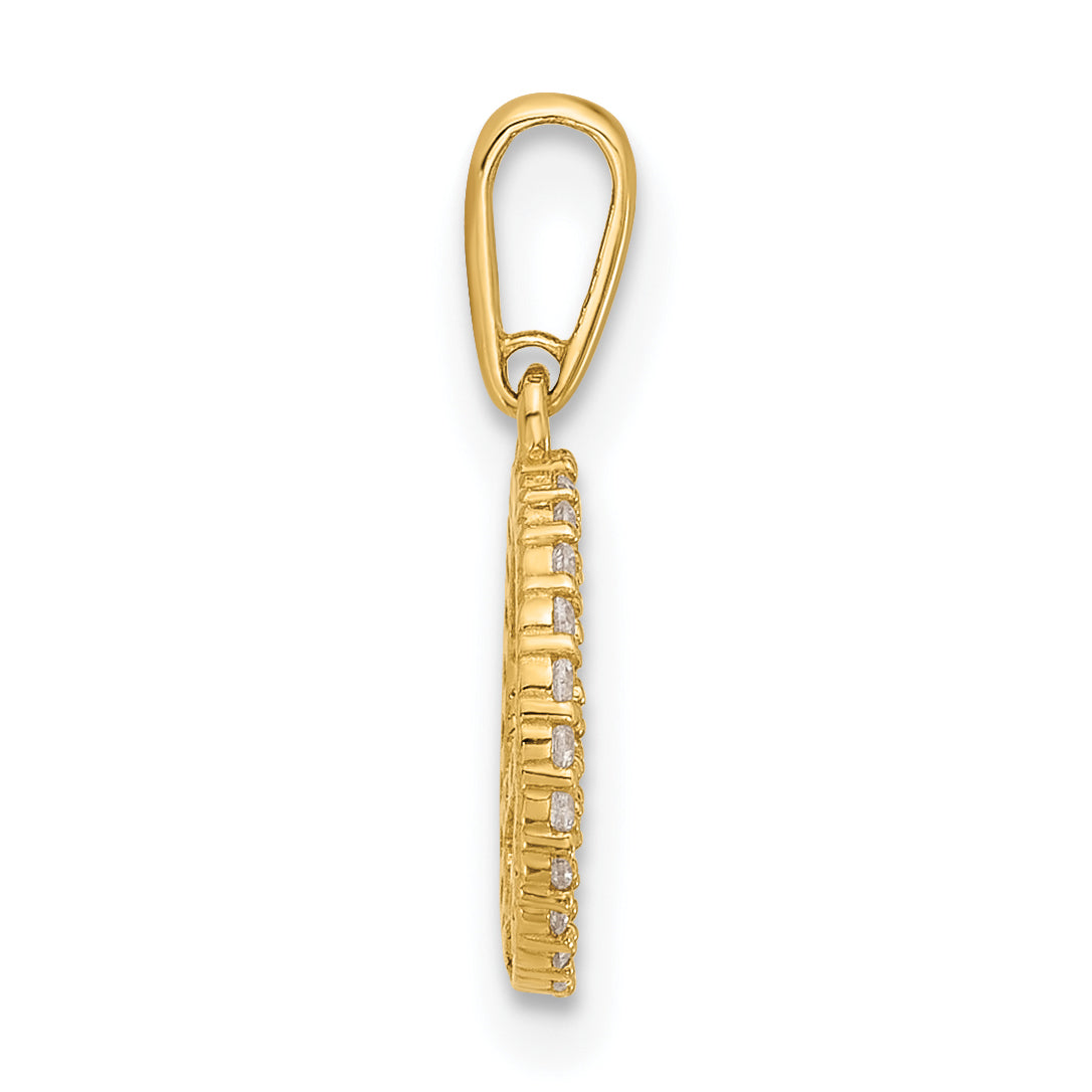 14k Polished CZ Peace Sign Pendant Secondary image