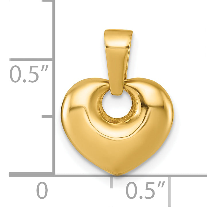 14K Polished Puffed Heart Pendant