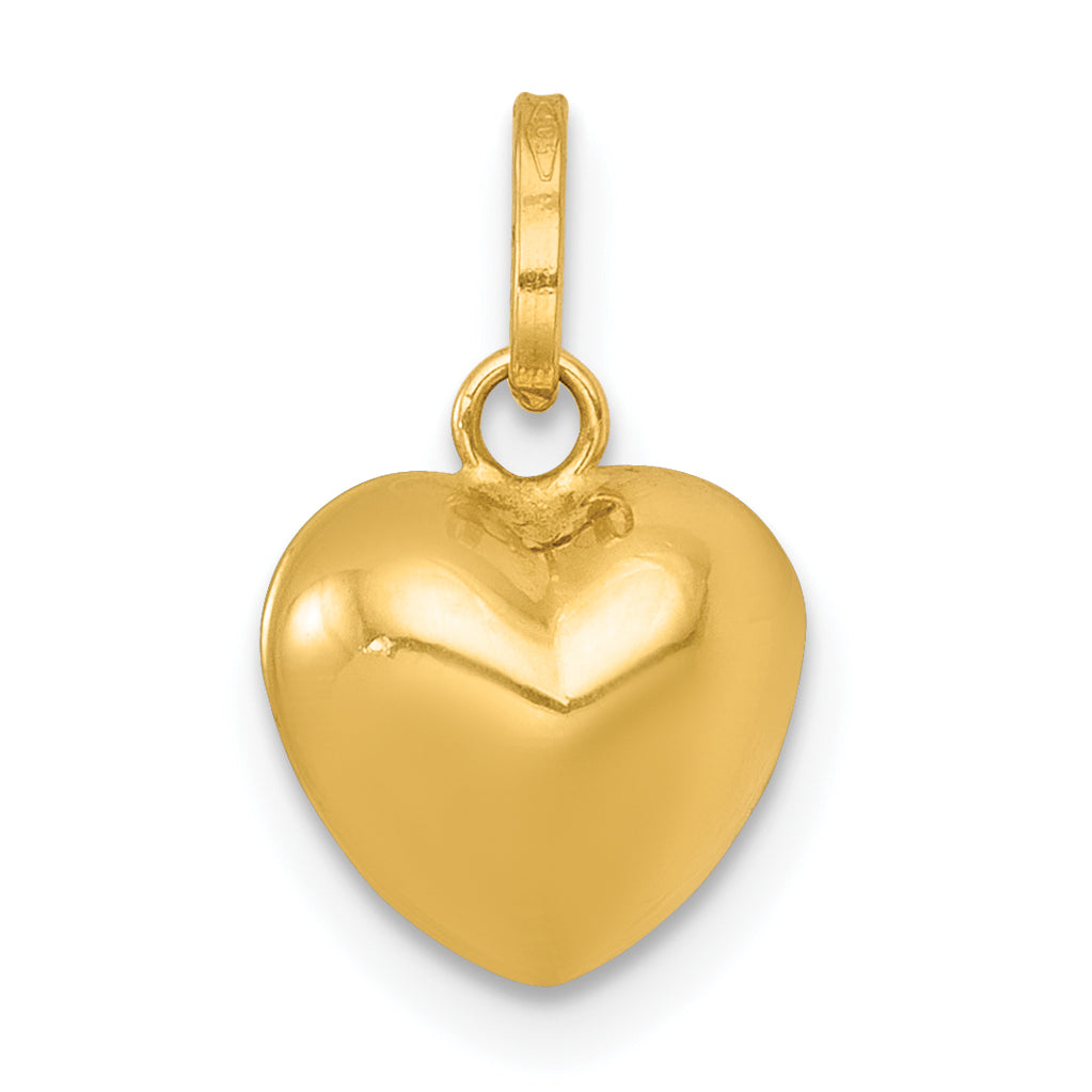 14k Polished 3D Puffed Heart Charm Pendant