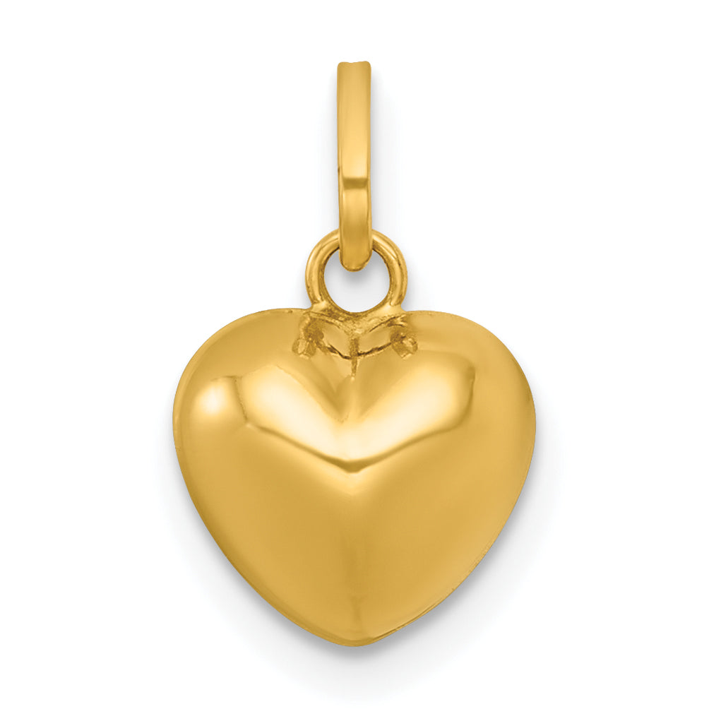 14k Polished 3D Puffed Heart Charm Pendant