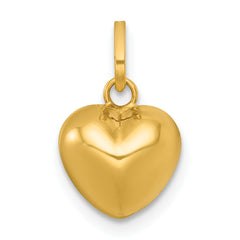 14k Polished 3D Puffed Heart Charm Pendant