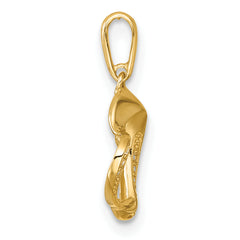 14k Polished CZ Fancy Open Heart Charm / Pendant