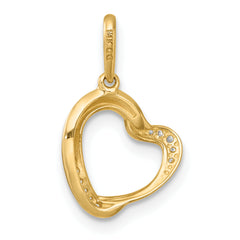 14k Polished CZ Fancy Open Heart Charm / Pendant