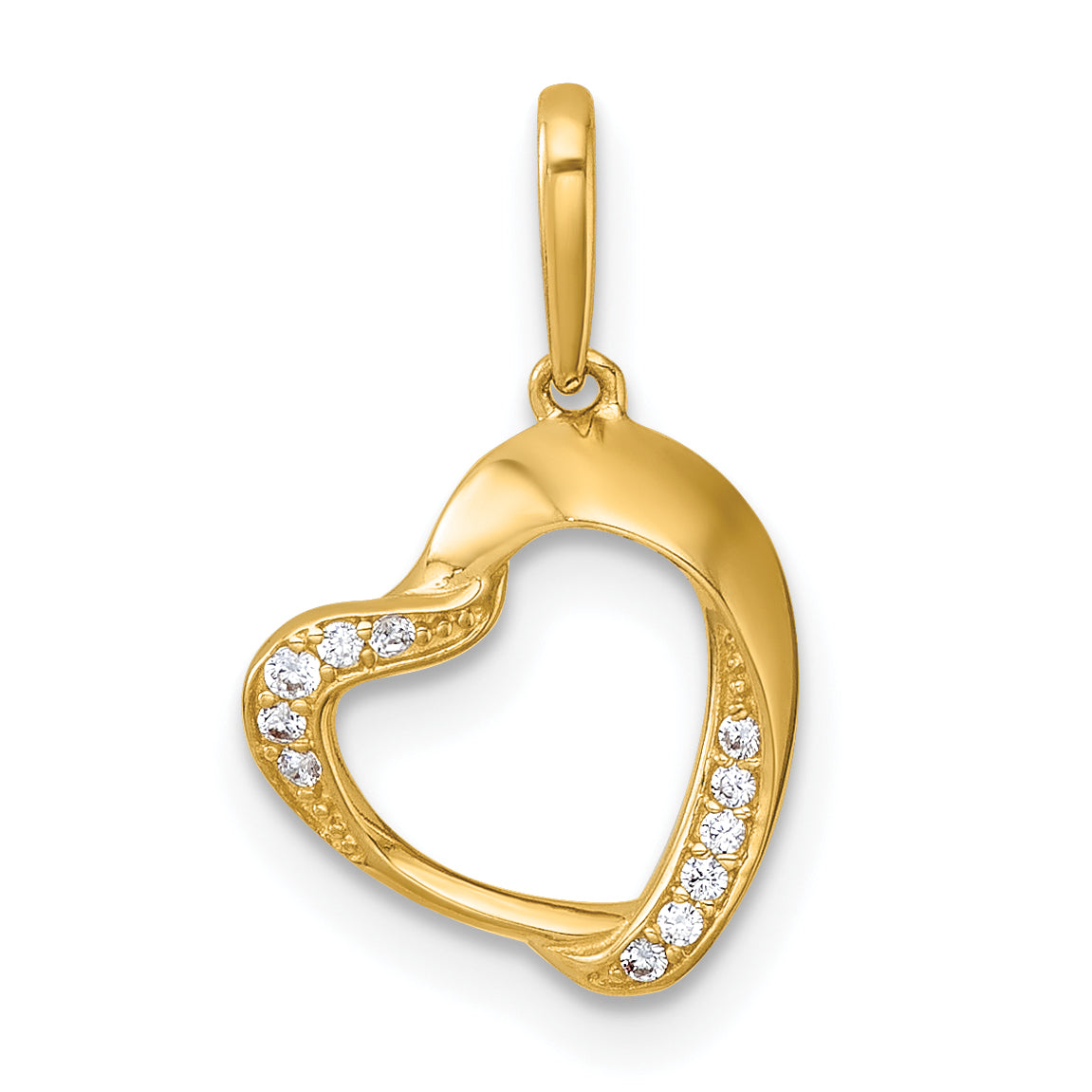 14k Polished CZ Fancy Open Heart Charm / Pendant Main image
