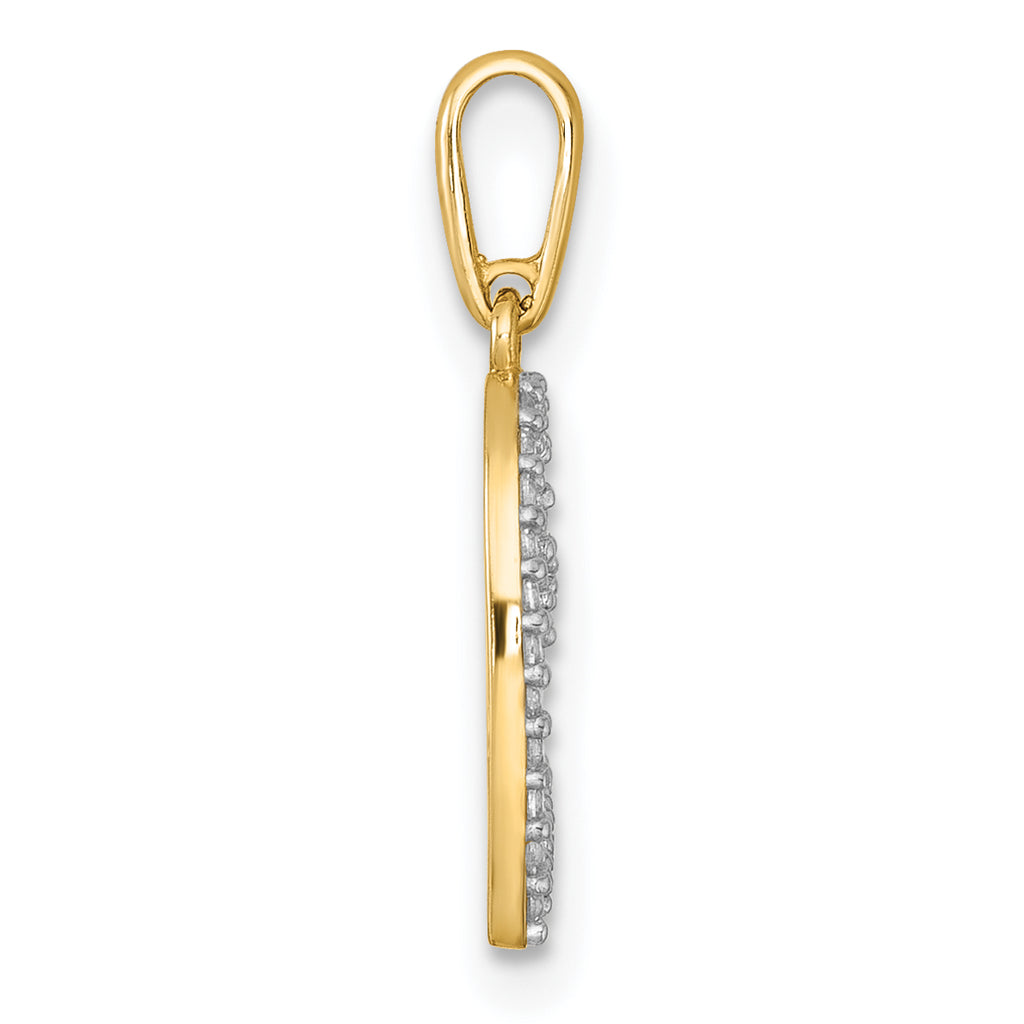 14k Polished CZ Open Heart Charm / Pendant